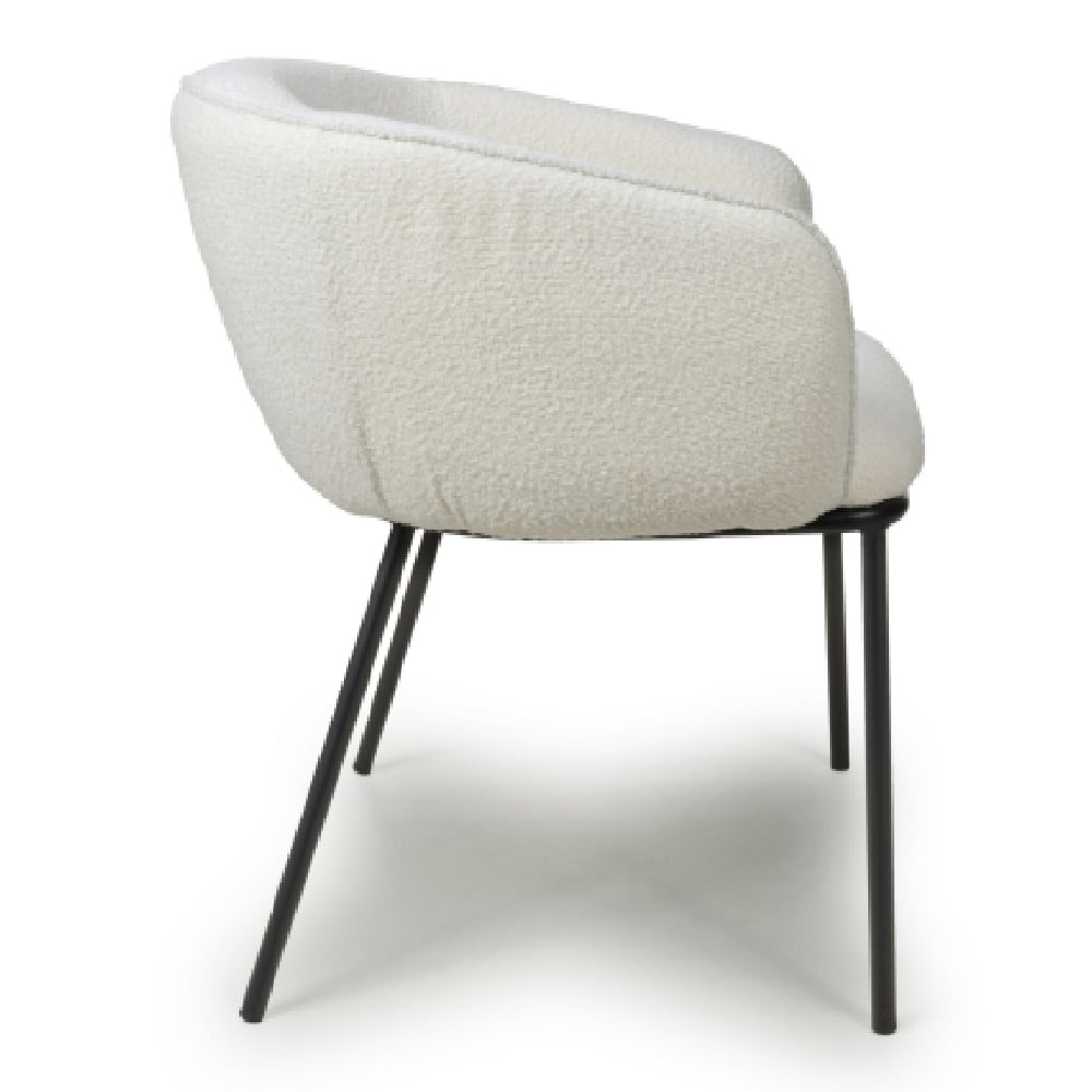 Langley White Fabric Dining Chairs With Black Legs In Pair