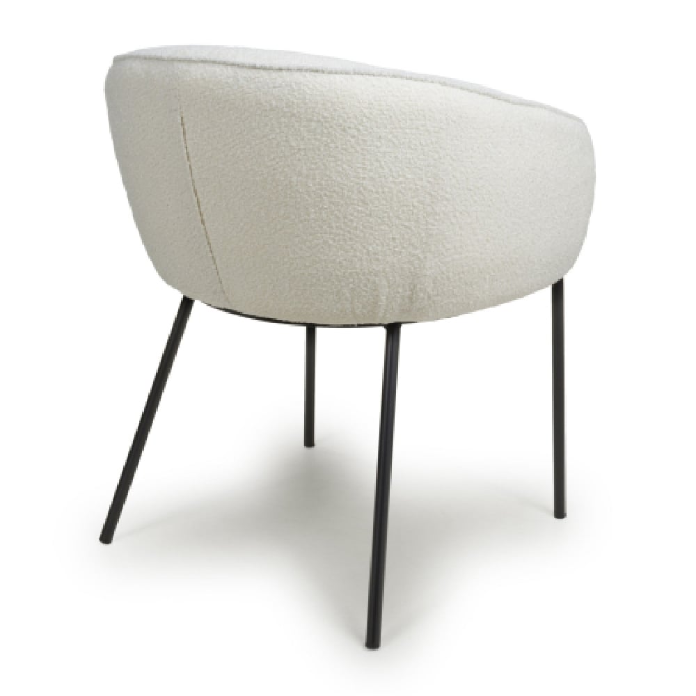 Langley White Fabric Dining Chairs With Black Legs In Pair