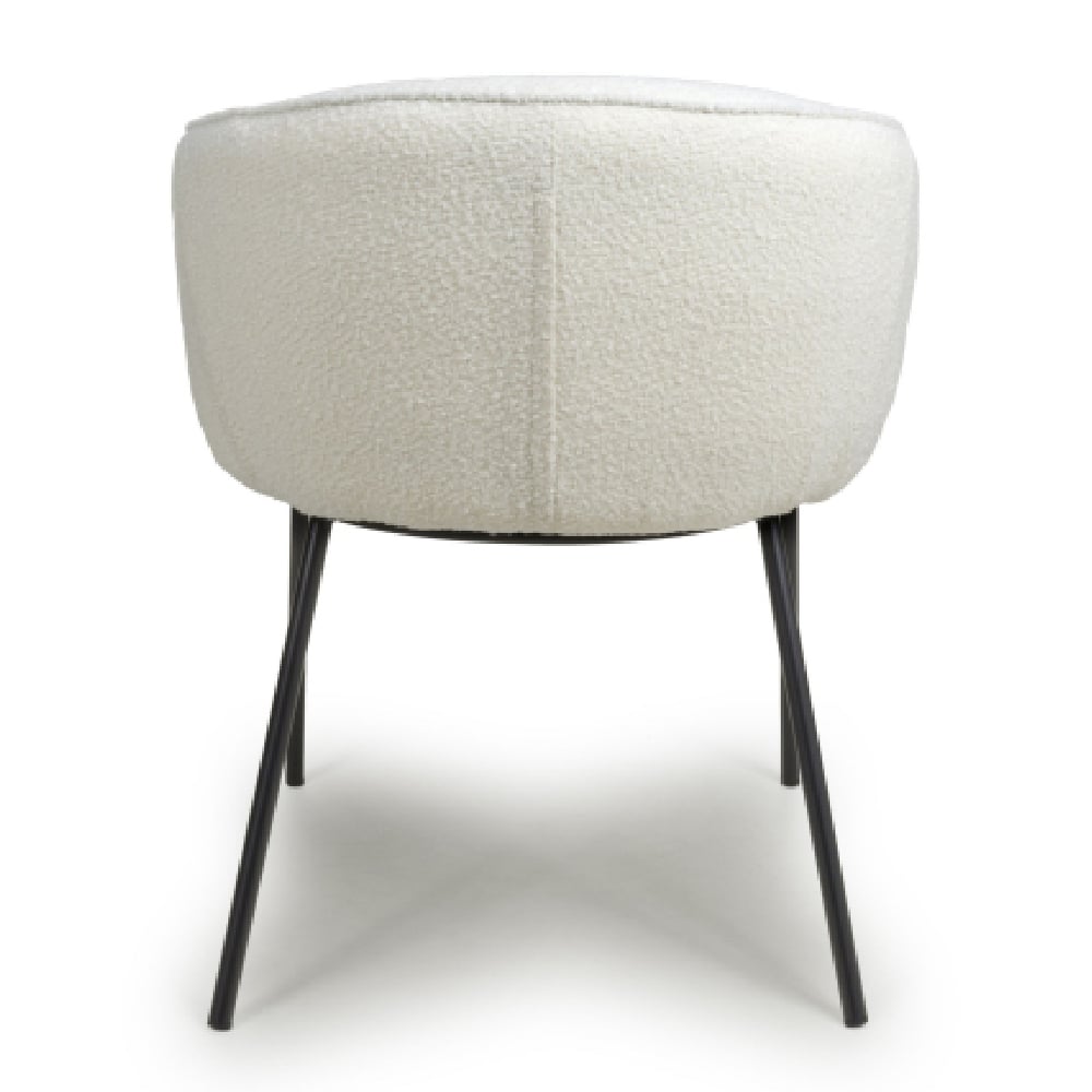 Langley White Fabric Dining Chairs With Black Legs In Pair