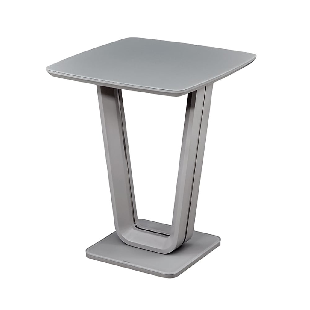 Read more about Langley wooden bar table with glass top in grey