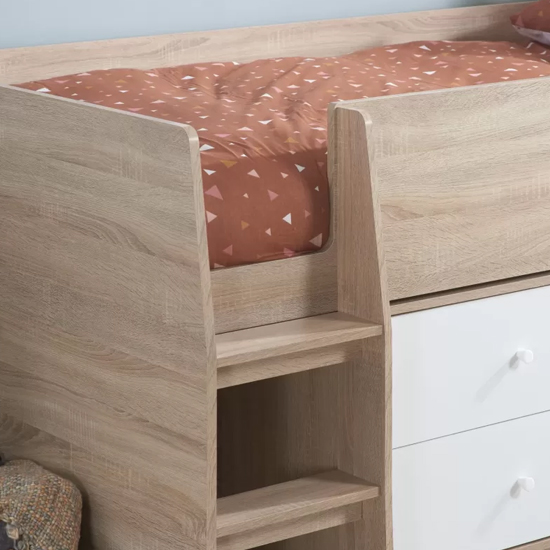 Langley Wooden Cabin Bunk Bed In White And Oak Effect