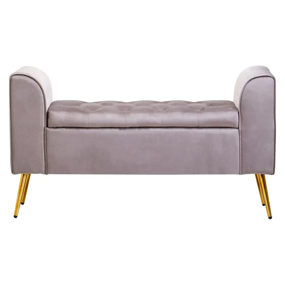 Langston Velvet Storage Ottoman In Mink