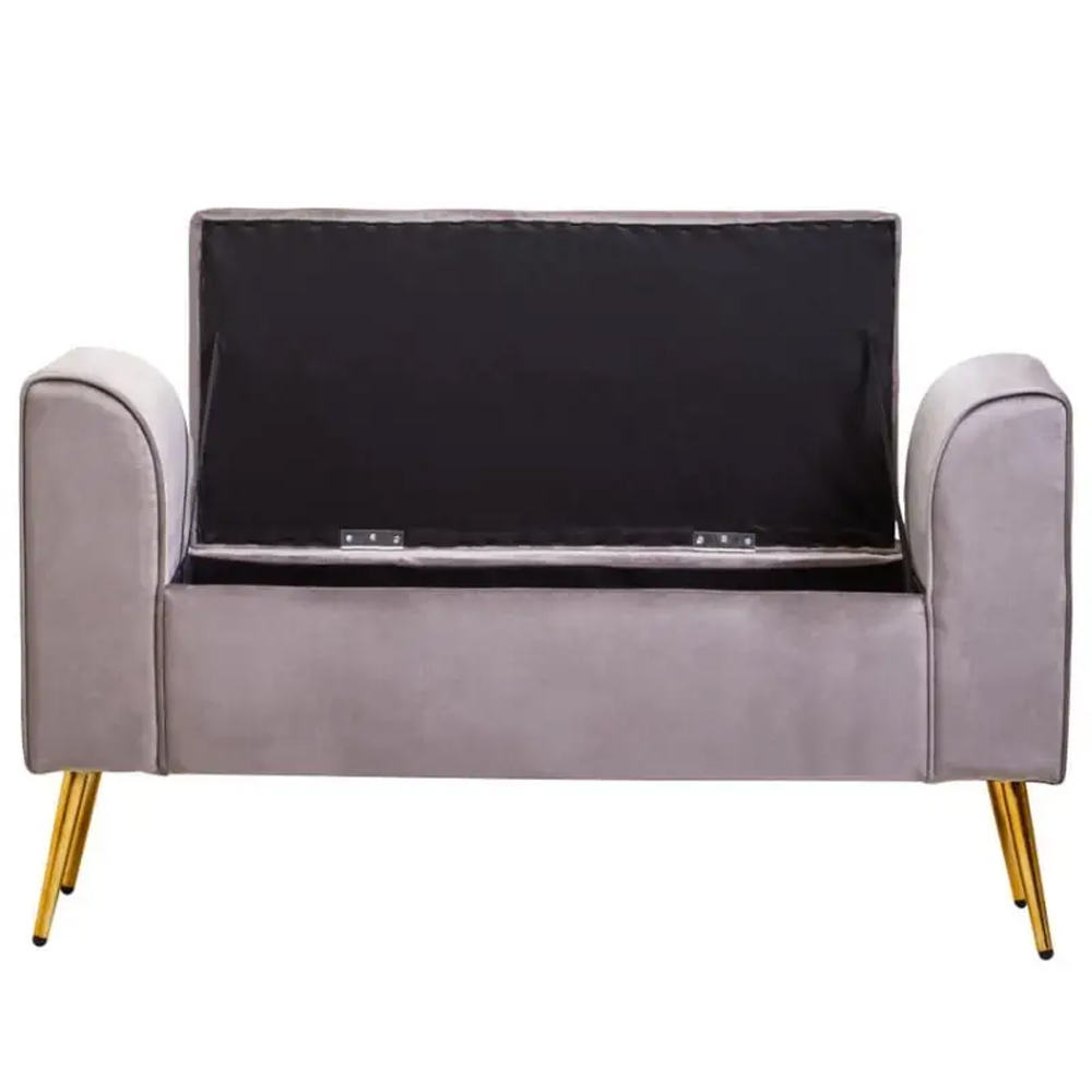 Langston Velvet Storage Ottoman In Mink