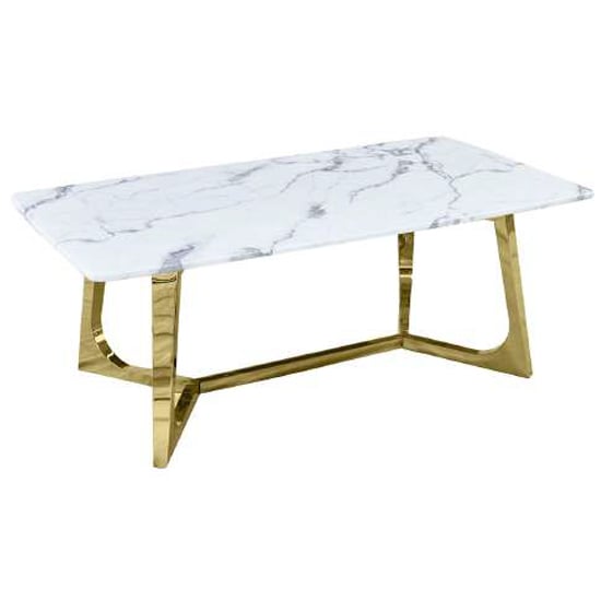 Photo of Lanica marble coffee table with gold metal base