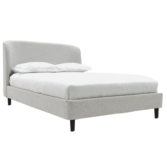Lanie Boucle Fabric Double Bed In Light Grey