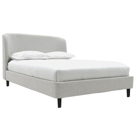 Lanie Boucle Fabric Super King Size Bed In Light Grey