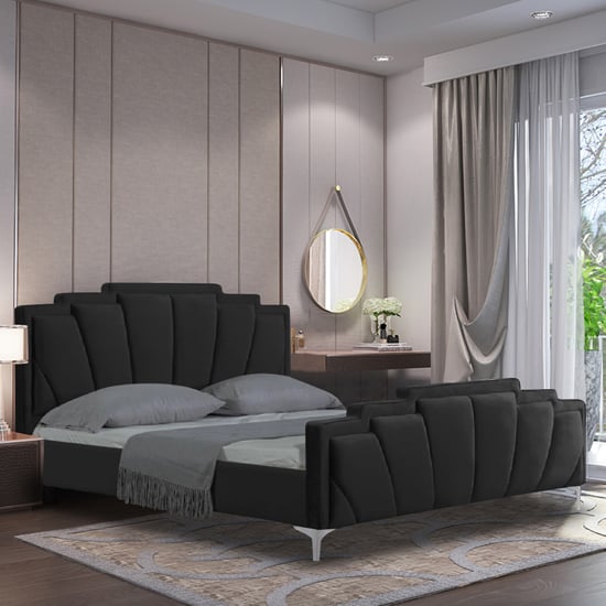 Read more about Lanier plush velvet double bed in black