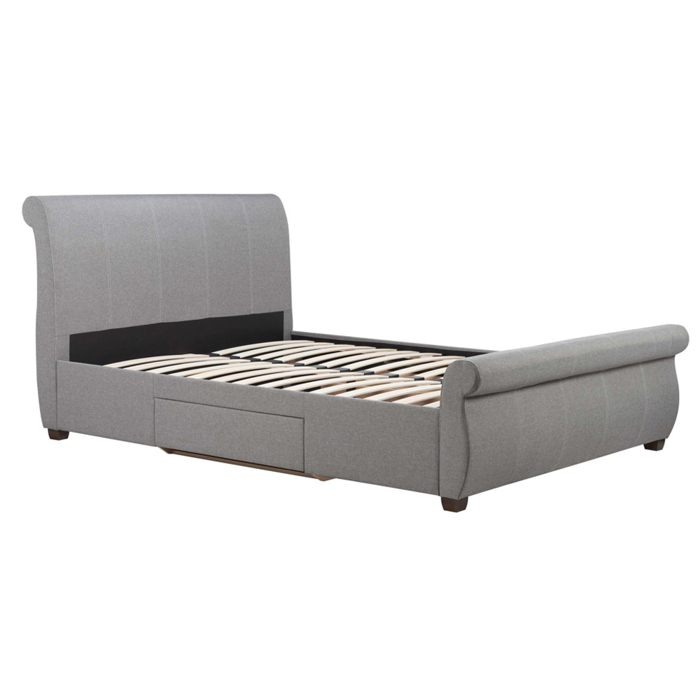Lannister Fabric King Size Bed With 2 Drawers In Grey