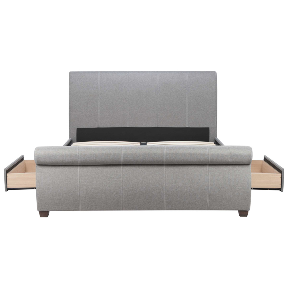 Lannister Fabric King Size Bed With 2 Drawers In Grey