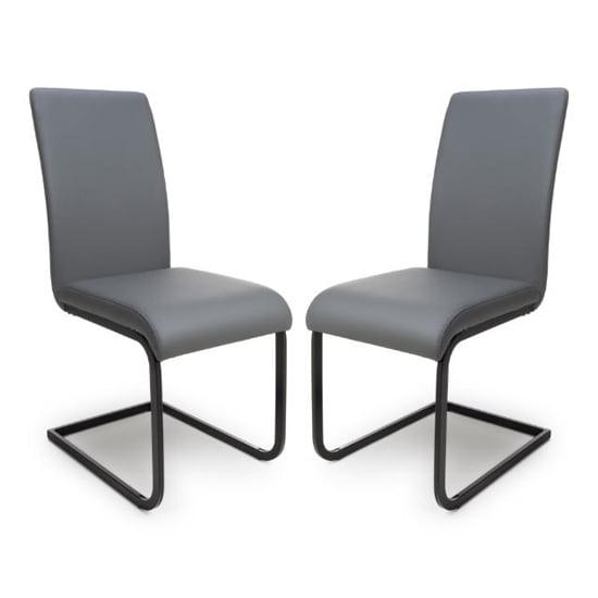Product photograph of Lansing Grey Faux Leather Dining Chairs In Pair from Furniture in Fashion