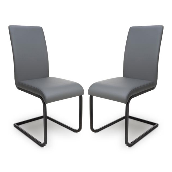 Read more about Lansing grey faux leather dining chairs in pair