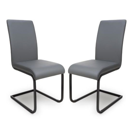 Product photograph of Lansing Grey Faux Leather Dining Chairs In Pair from Furniture in Fashion