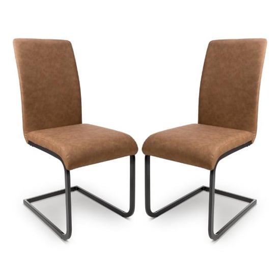 Product photograph of Lansing Tan Faux Leather Dining Chairs In Pair from Furniture in Fashion
