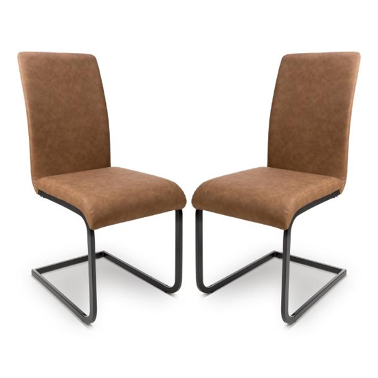 Lansing Tan Faux Leather Dining Chairs In Pair