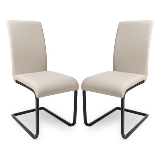 Lansing Taupe Faux Leather Dining Chairs In Pair