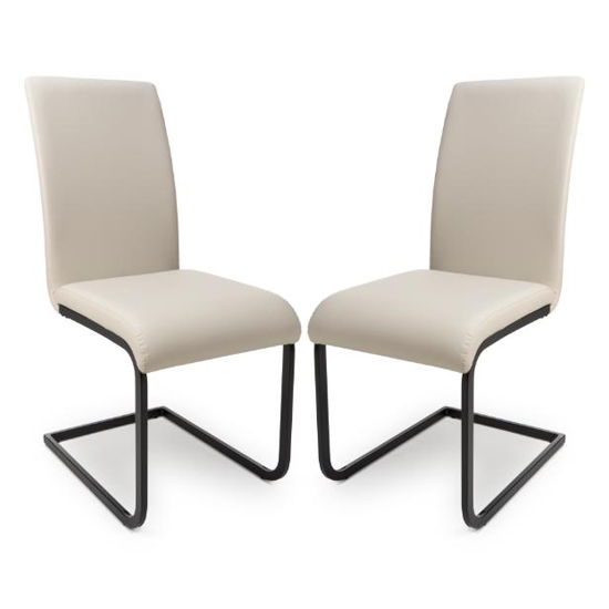 Read more about Lansing taupe faux leather dining chairs in pair