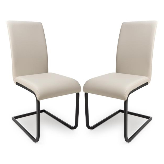 Product photograph of Lansing Taupe Faux Leather Dining Chairs In Pair from Furniture in Fashion