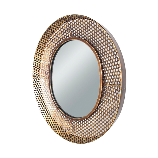 Lansing Wall Mirror In Copper Metal Frame Furniture in Fashion
