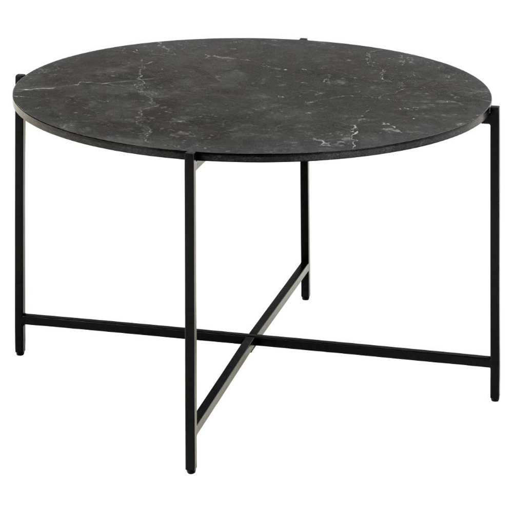 Lansing Wooden Round Coffee Table In Matt Black Izmir