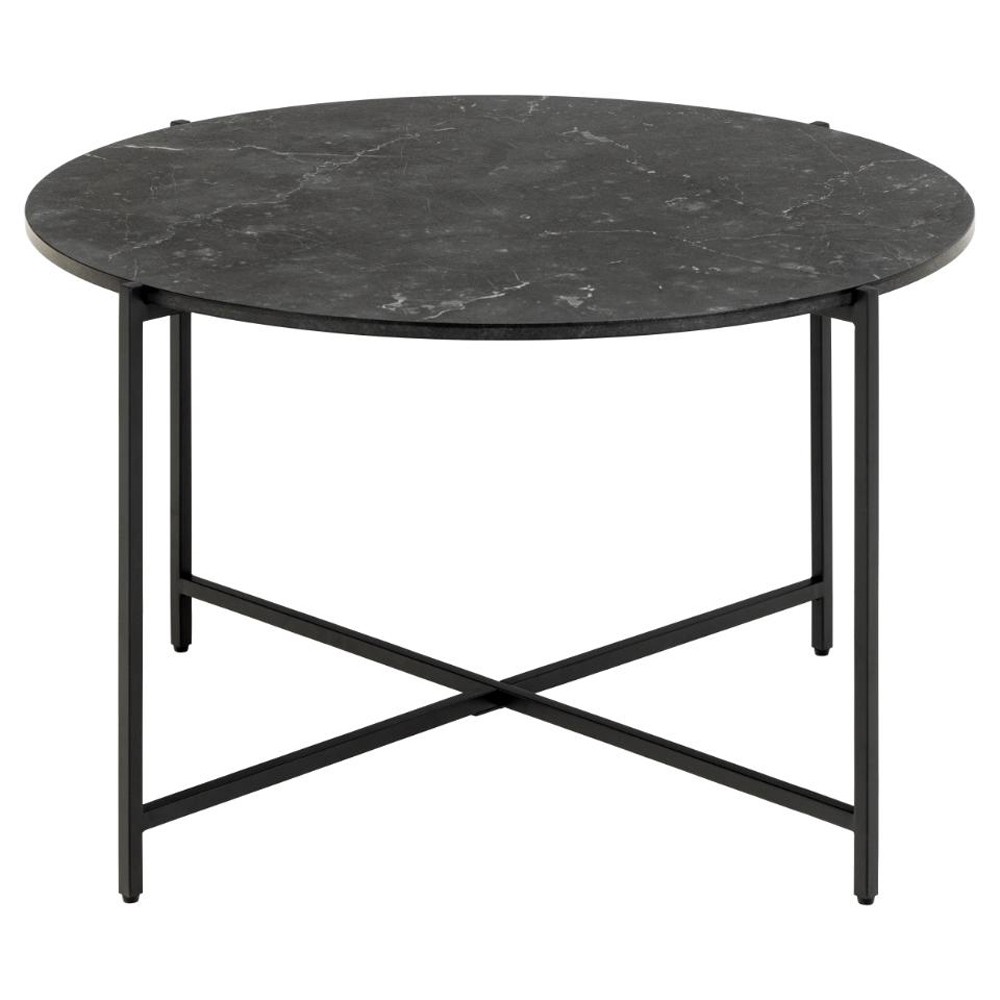 Lansing Wooden Round Coffee Table In Matt Black Izmir