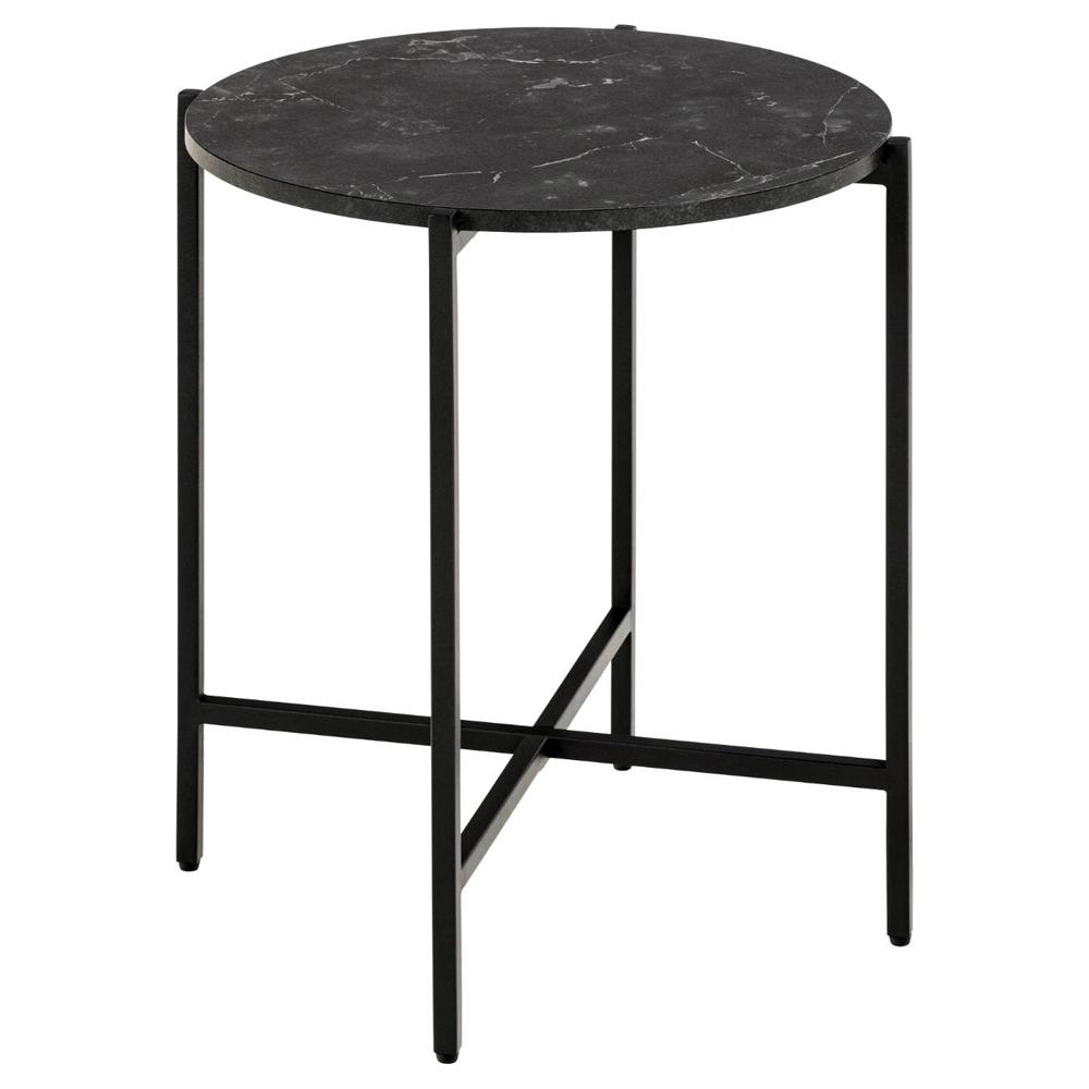 Lansing Wooden Round Side Table In Matt Black Izmir