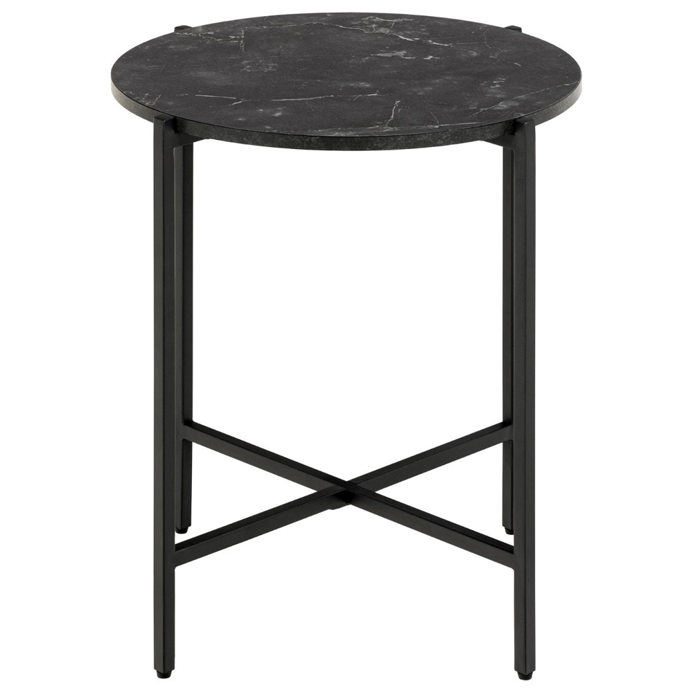Lansing Wooden Round Side Table In Matt Black Izmir