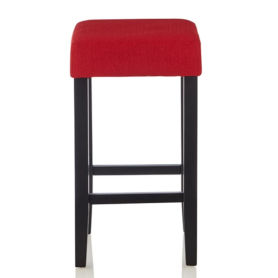 Lantake Red Fabric Bar Stools With Black Legs In Pair_2
