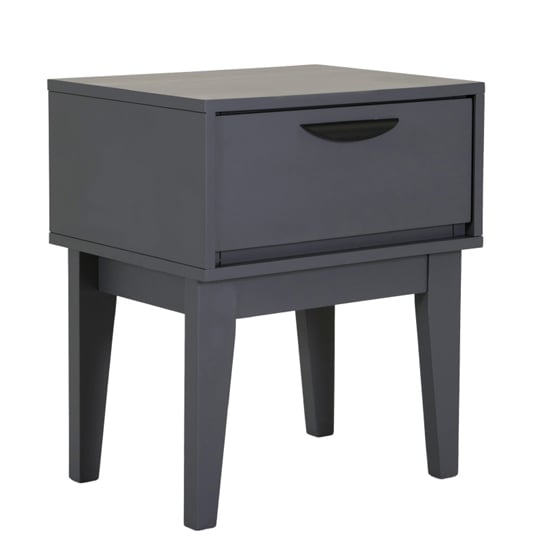 Product photograph of Lanus Wooden Bedside Cabinet With 1 Drawer In Dark Grey from Furniture in Fashion