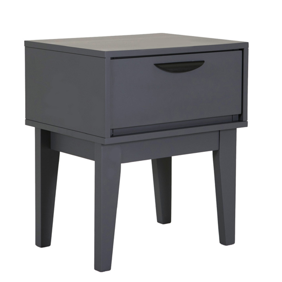 Read more about Lanus wooden bedside cabinet with 1 drawer in dark grey