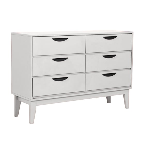 Product photograph of Lanus Wooden Chest Of 6 Drawers Wide In Taupe from Furniture in Fashion