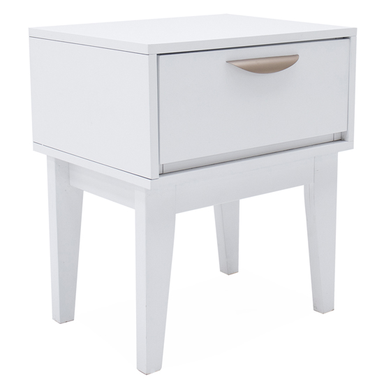 Lanus Wooden Bedside Table With 1 Drawer In White thumbnail