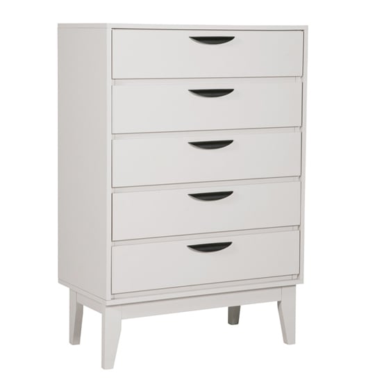 Read more about Lanus wooden chest of 5 drawers in taupe