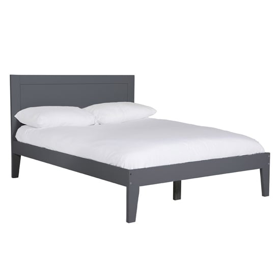 Lanus Wooden Double Bed In Dark Grey