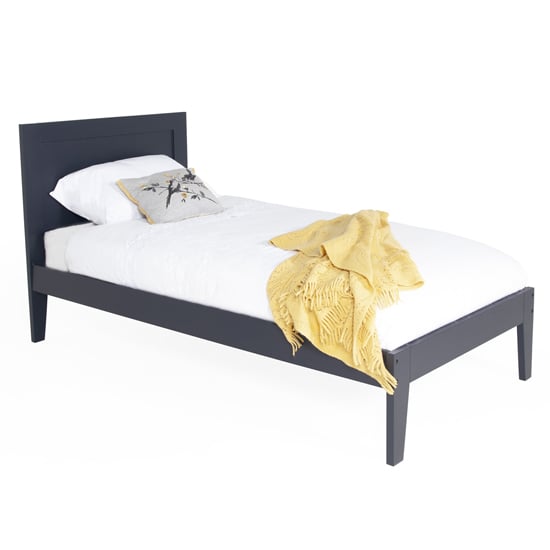 Product photograph of Lanus Wooden Single Bed In Dark Grey from Furniture in Fashion