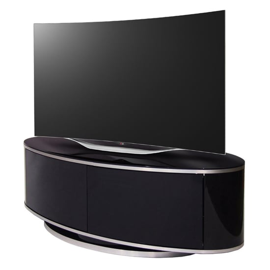 Lanza High Gloss TV Stand With Push Release Doors In Black_2