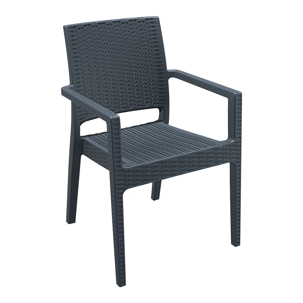 Ottawa Wicker Dining Table With Laporte 4 Chairs In Dark Grey