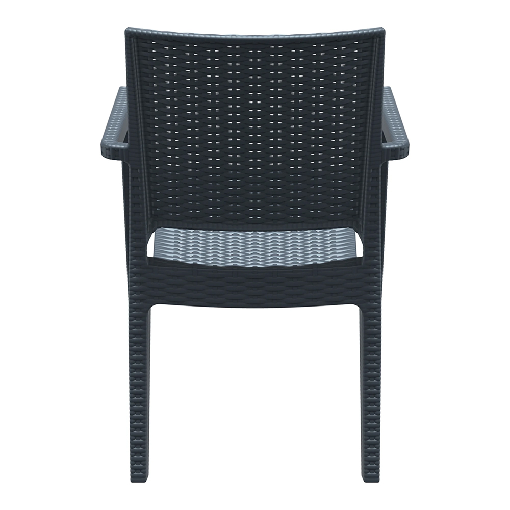 Ottawa Wicker Dining Table With Laporte 4 Chairs In Dark Grey