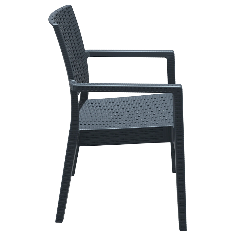 Ottawa Wicker Dining Table With Laporte 4 Chairs In Dark Grey