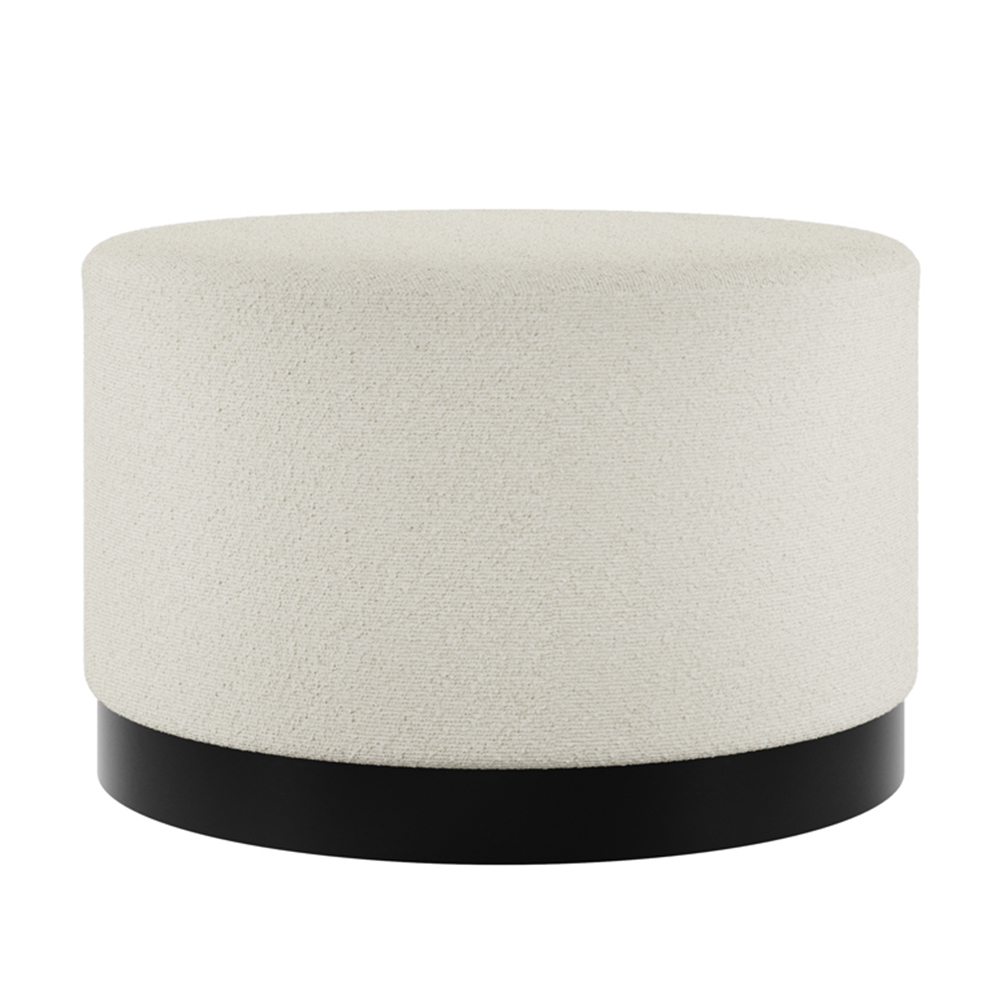 Read more about Lara fabric pouffe large with black base in ivory