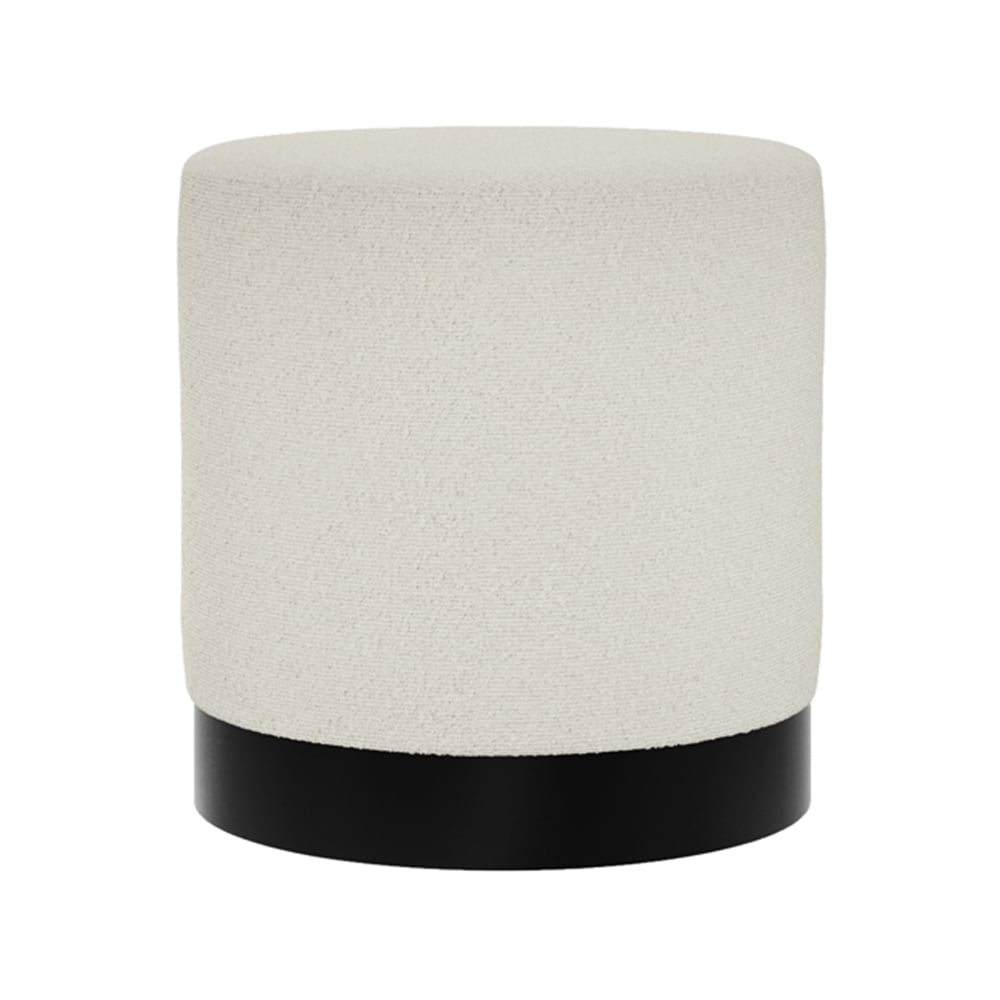 Read more about Lara fabric pouffe small with black base in ivory