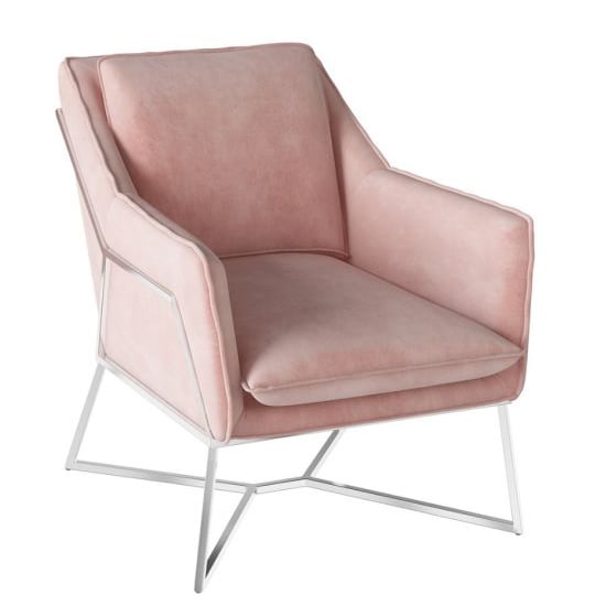 Langore Velvet Fabric Lounge Chair In Pink