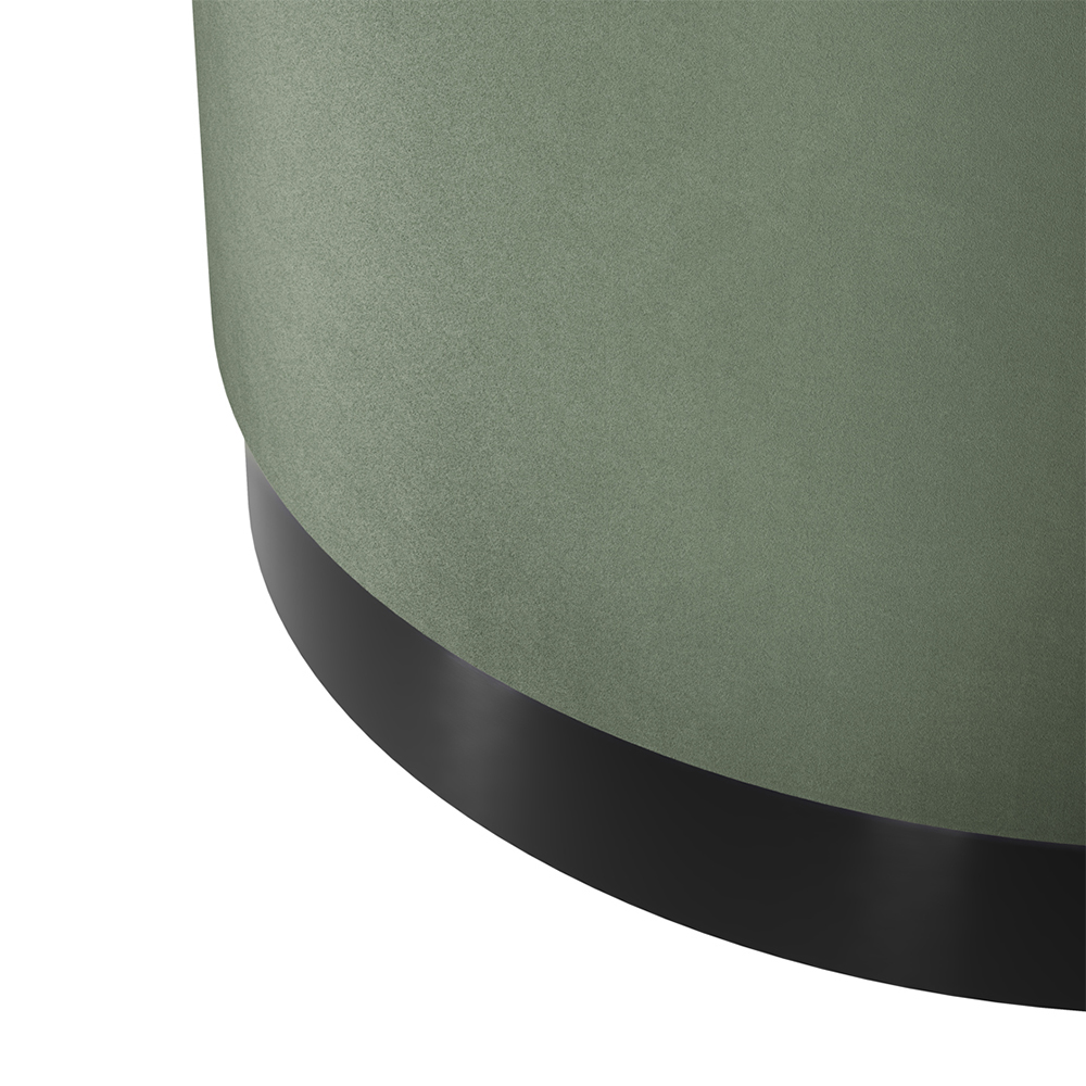Lara Velvet Pouffe Large With Black Base In Green
