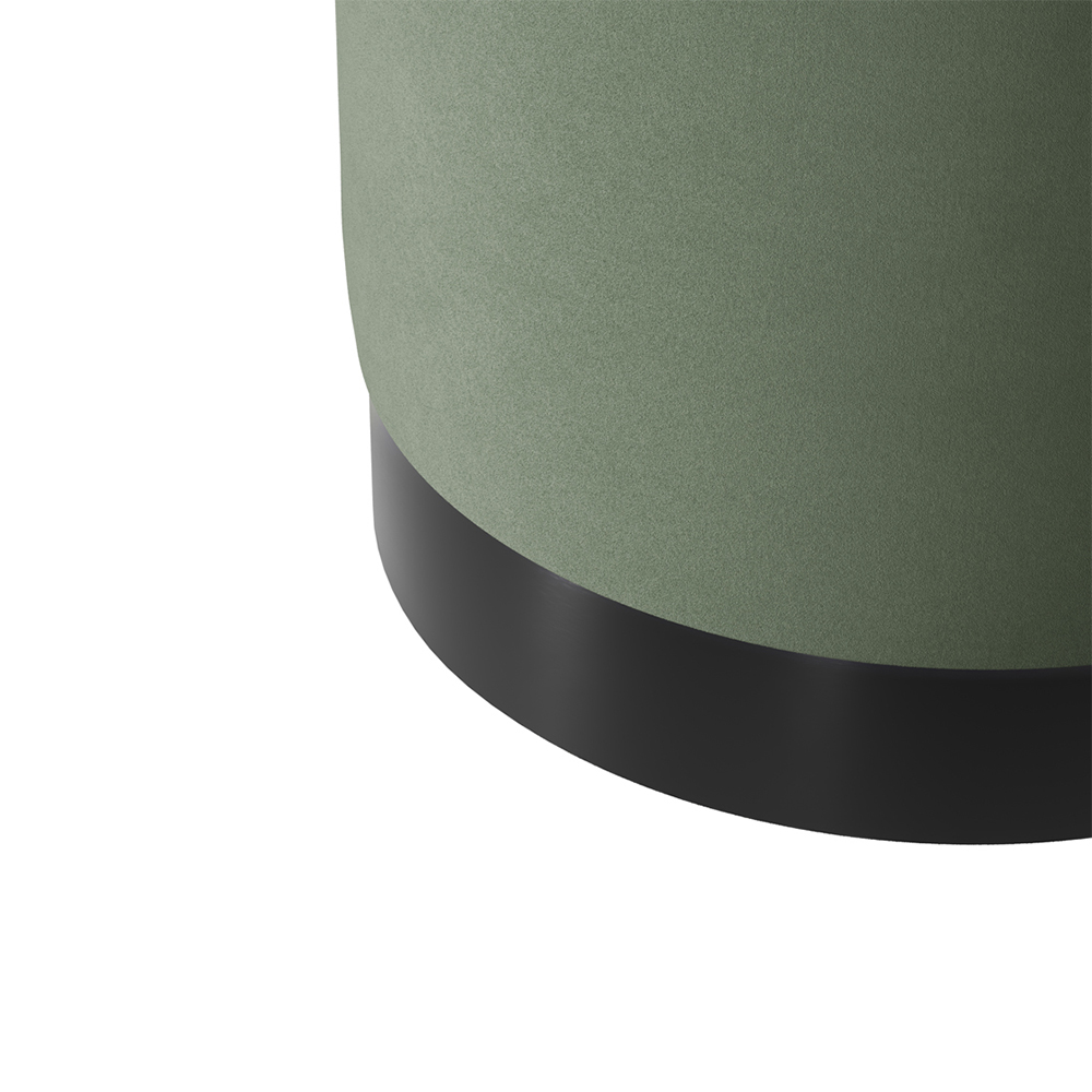 Lara Velvet Pouffe Small With Black Base In Green