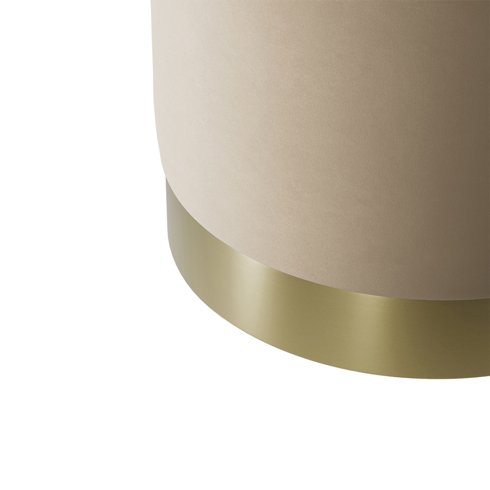 Lara Velvet Pouffe Small With Gold Base In Beige