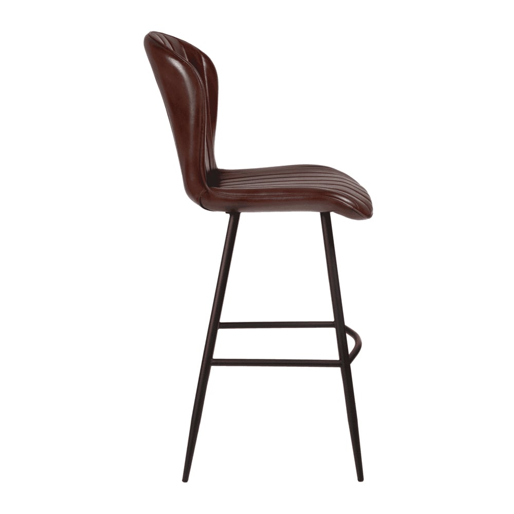 Laramie Claret Red Genuine Leather Bar Stools In Pair
