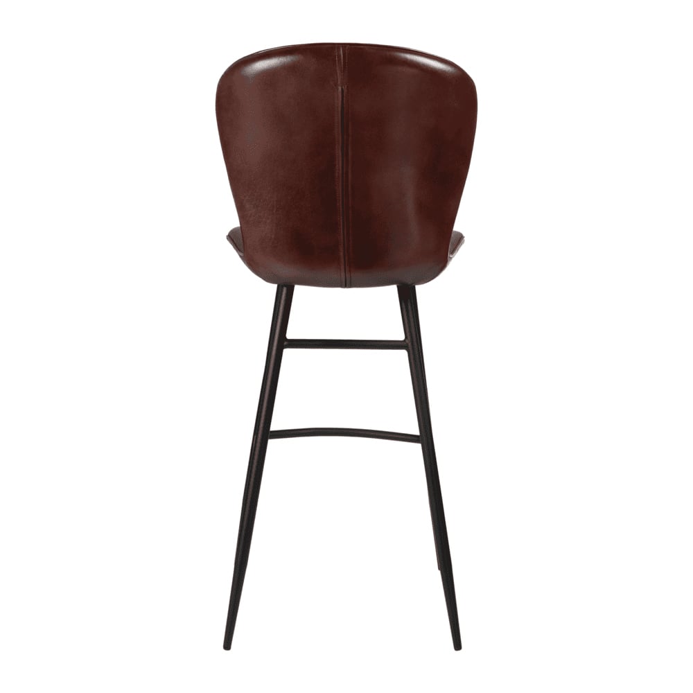 Laramie Claret Red Genuine Leather Bar Stools In Pair