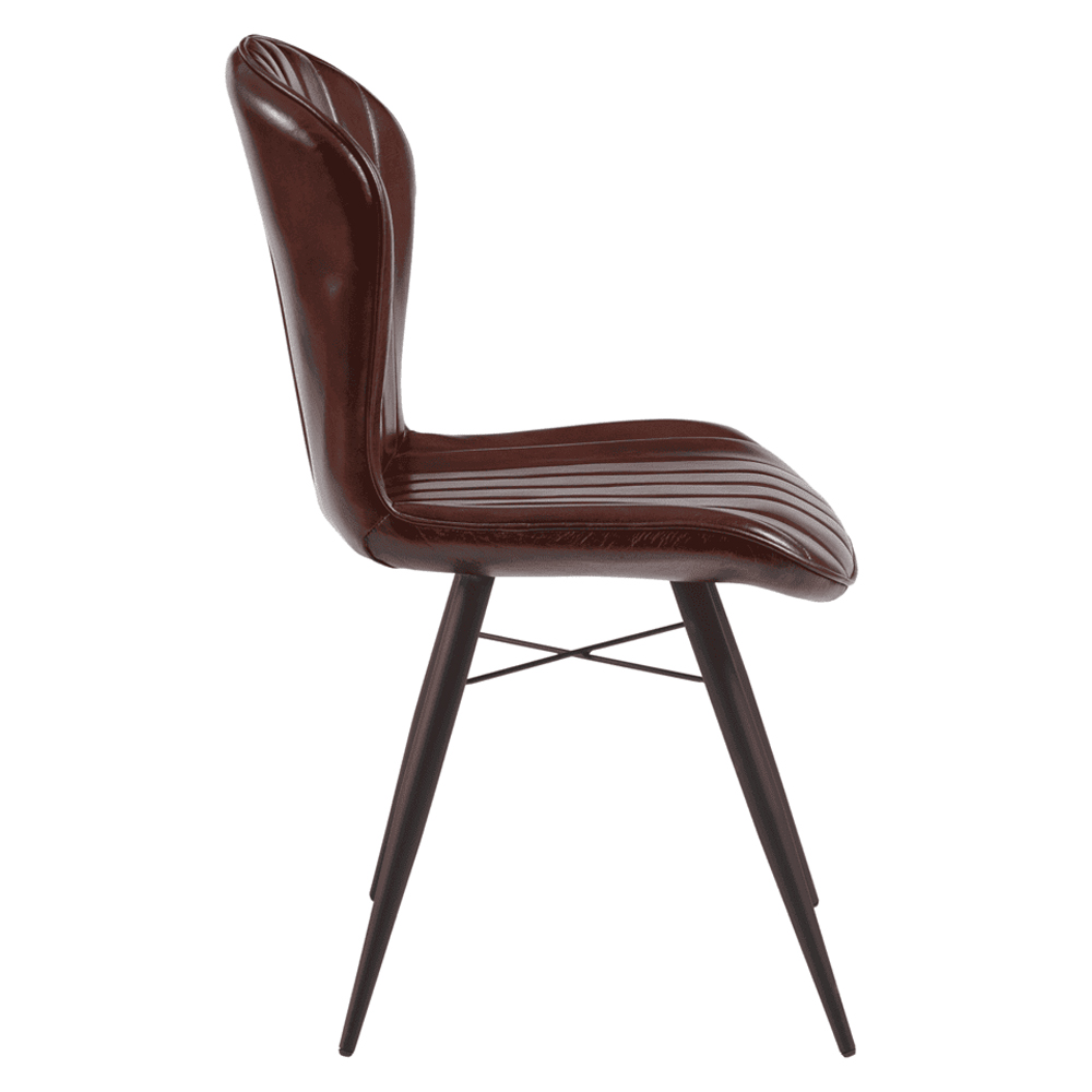 Laramie Claret Red Genuine Leather Side Dining Chairs In Pair