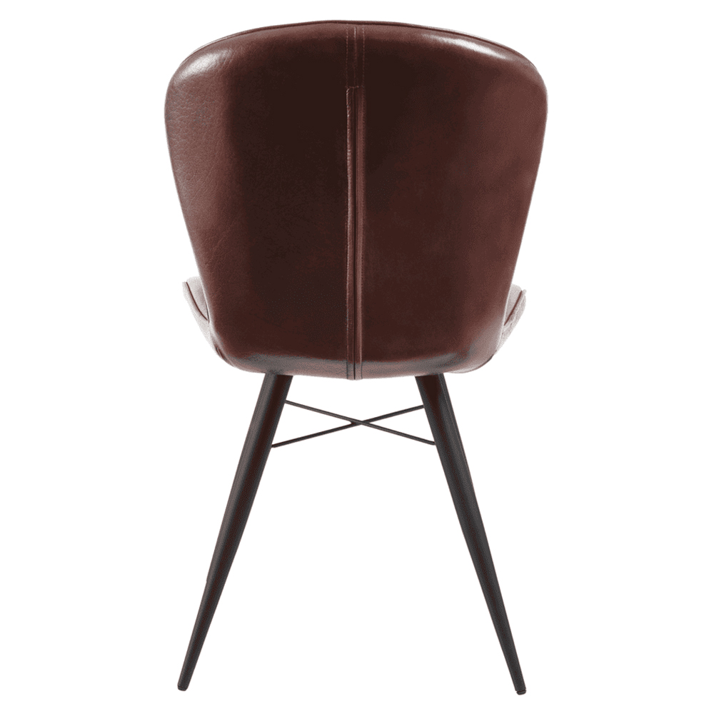 Laramie Claret Red Genuine Leather Side Dining Chairs In Pair