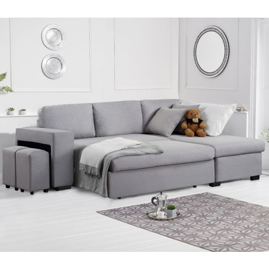 Laramie Linen Fabric Reversible Chaise Corner Sofa Bed In Grey_2