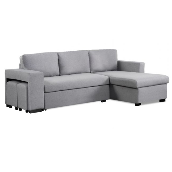 Laramie Linen Fabric Reversible Chaise Corner Sofa Bed In Grey_4